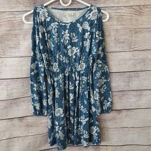 Tucker + Tate Blue Floral Cold Shoulder Dress